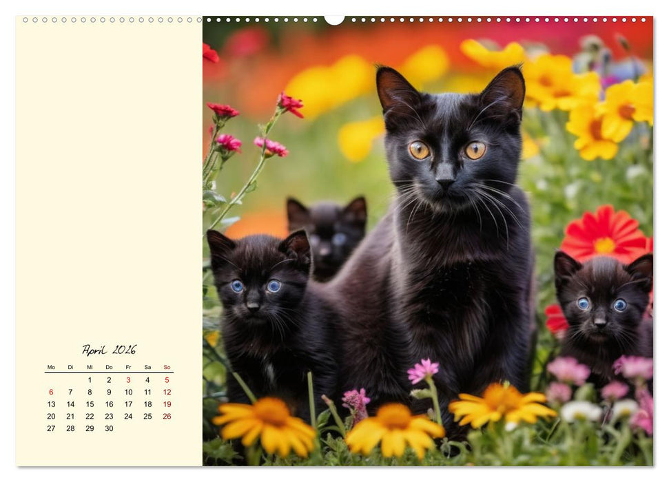 Samtpfoten im Blütenmeer (CALVENDO Premium Wandkalender 2026)