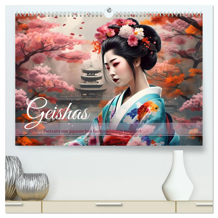 Geishas Portraits von japanischen Gastgeberinnen inspiriert (CALVENDO Premium Wandkalender 2026)
