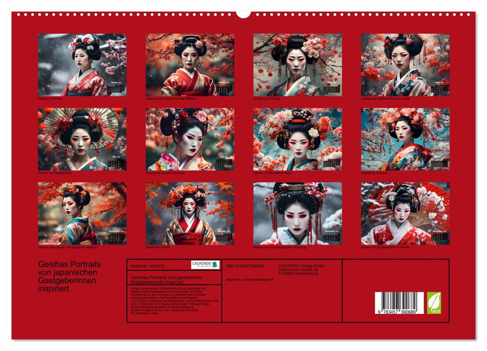 Geishas Portraits von japanischen Gastgeberinnen inspiriert (CALVENDO Premium Wandkalender 2026)