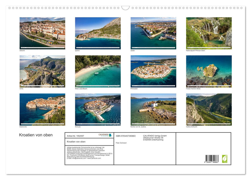 Kroatien von oben (CALVENDO Wandkalender 2026)