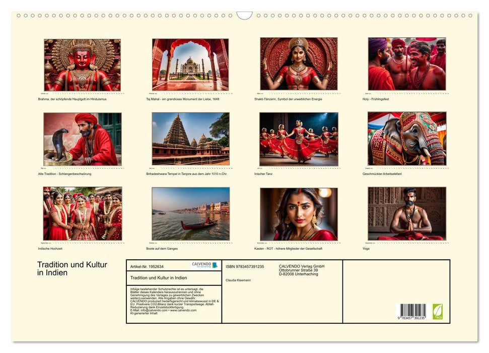 Tradition und Kultur in Indien (CALVENDO Wandkalender 2026)
