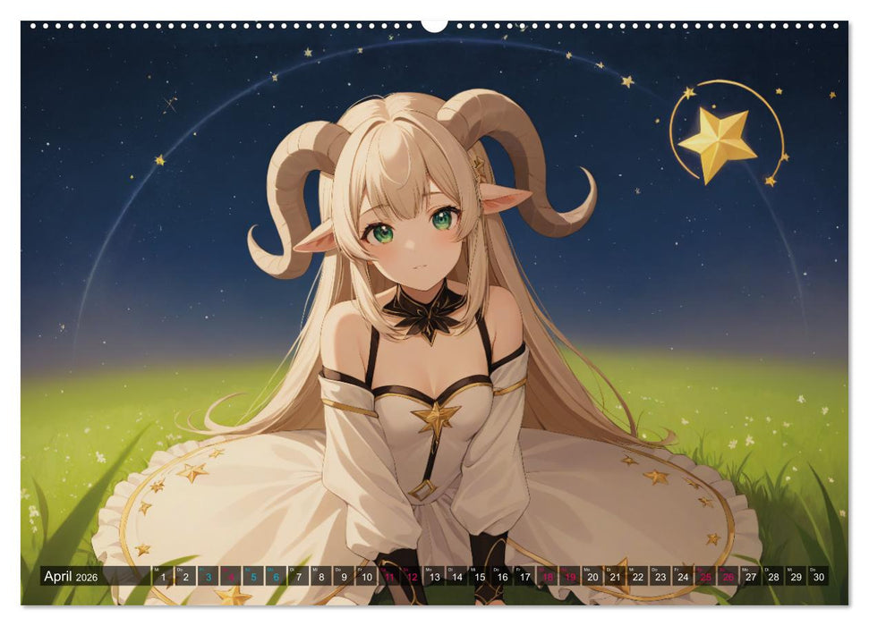 Manga Kalender Sternzeichen (CALVENDO Wandkalender 2026)