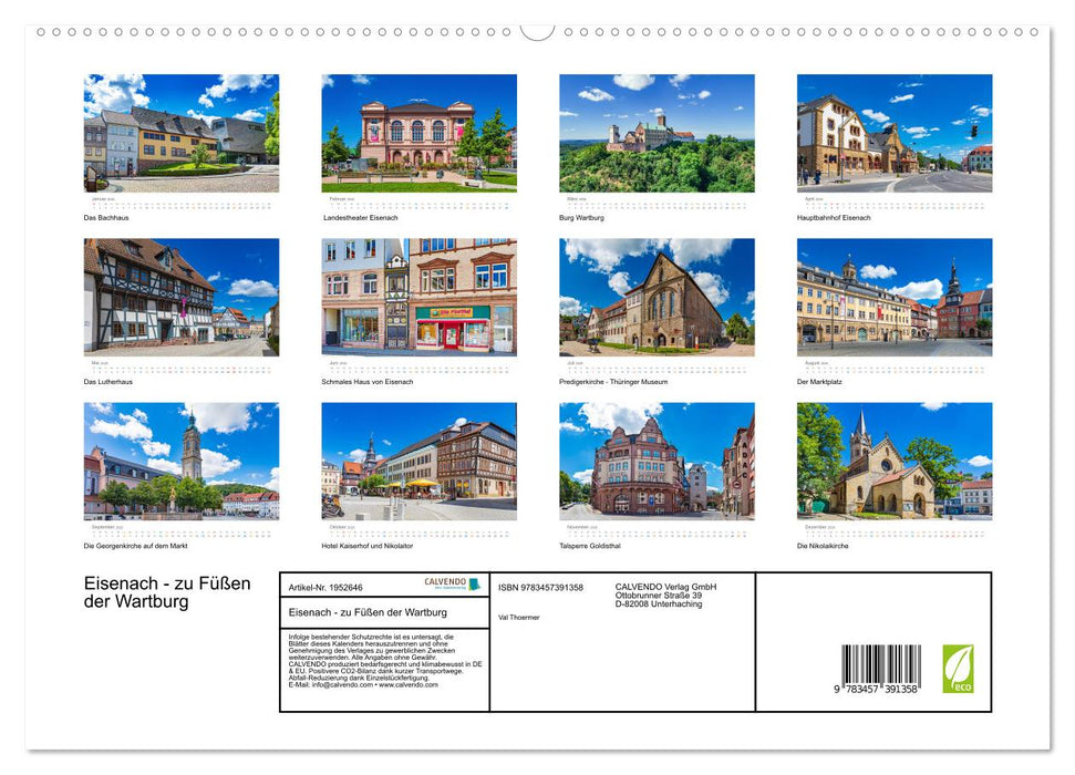 Eisenach - zu Füßen der Wartburg (CALVENDO Premium Wandkalender 2026)
