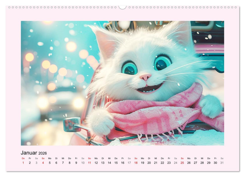 Katzen-Paradies. Entzückende Cartoon-Kätzchen zum verlieben (CALVENDO Wandkalender 2026)