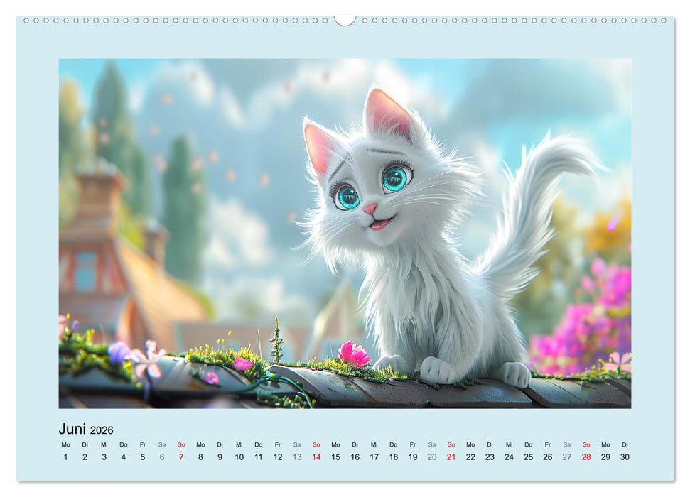 Katzen-Paradies. Entzückende Cartoon-Kätzchen zum verlieben (CALVENDO Wandkalender 2026)