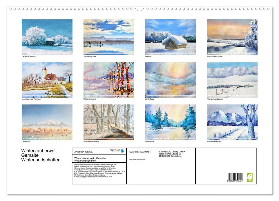 Winterzauberwelt - Gemalte Winterlandschaften (CALVENDO Wandkalender 2026)
