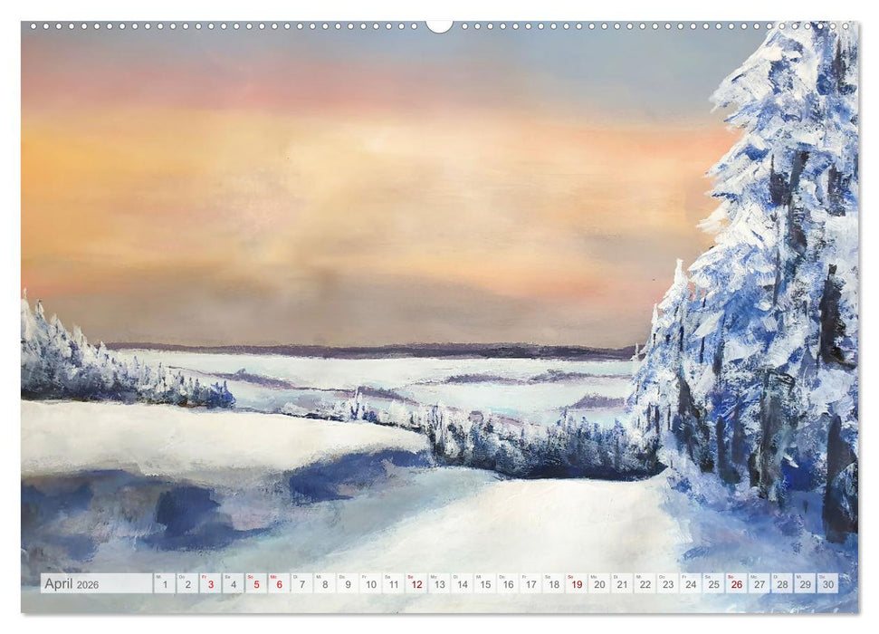 Winterzauberwelt - Gemalte Winterlandschaften (CALVENDO Wandkalender 2026)