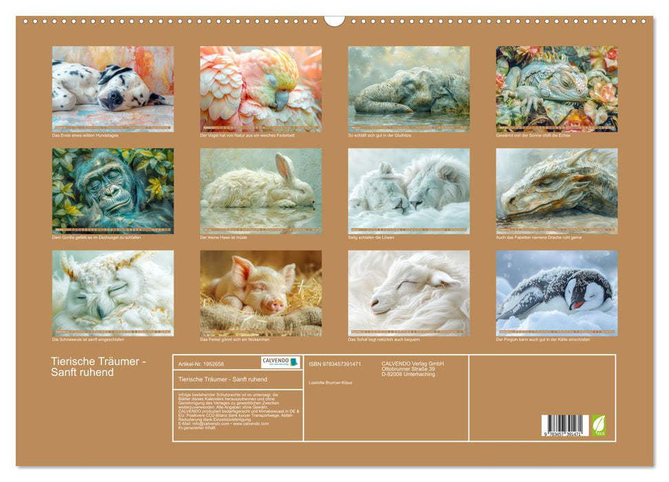 Tierische Träumer - Sanft ruhend (CALVENDO Wandkalender 2026)