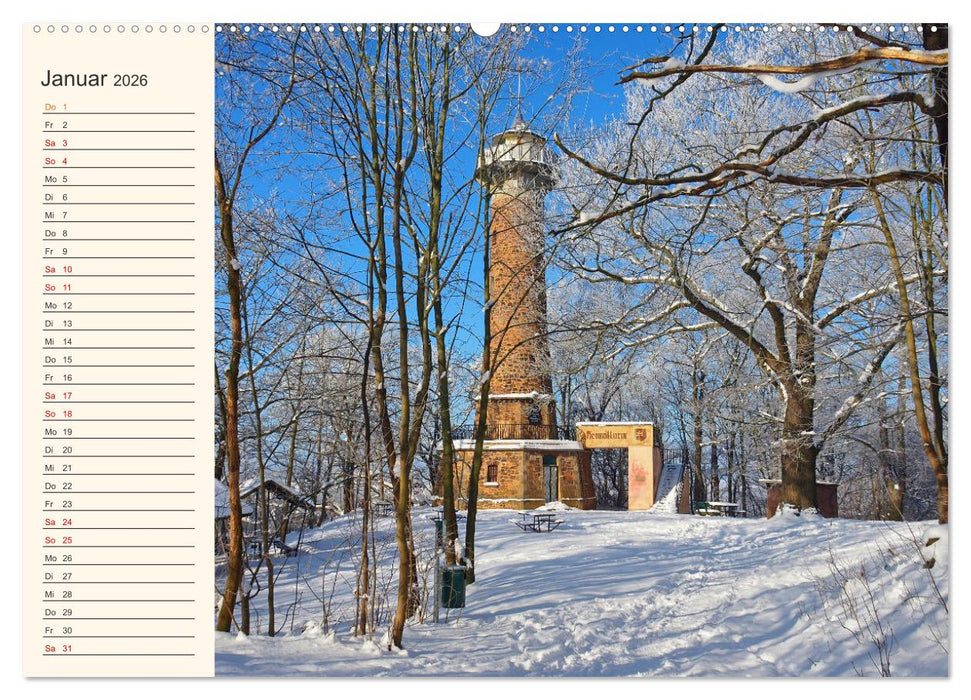 Vom Erzgebirge bis Neuseenland - Impressionen aus Sachsen (CALVENDO Premium Wandkalender 2026)