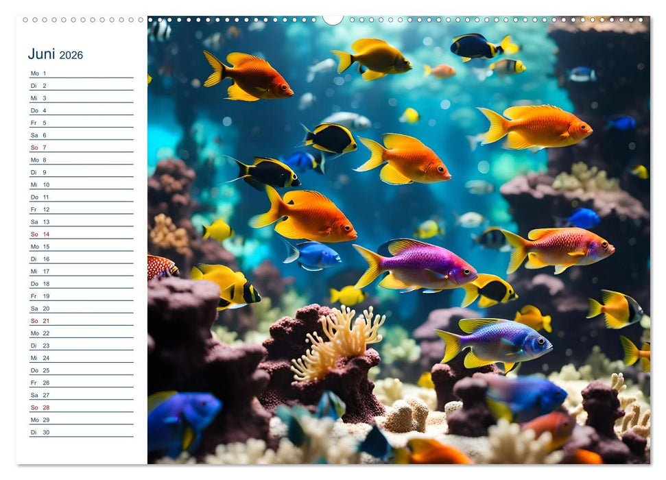 Aquarienzauber - Bunte KI Unterwasserwelten (CALVENDO Wandkalender 2026)