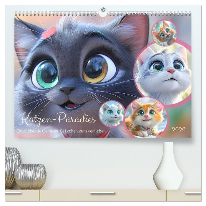 Katzen-Paradies. Entzückende Cartoon-Kätzchen zum verlieben (CALVENDO Premium Wandkalender 2026)