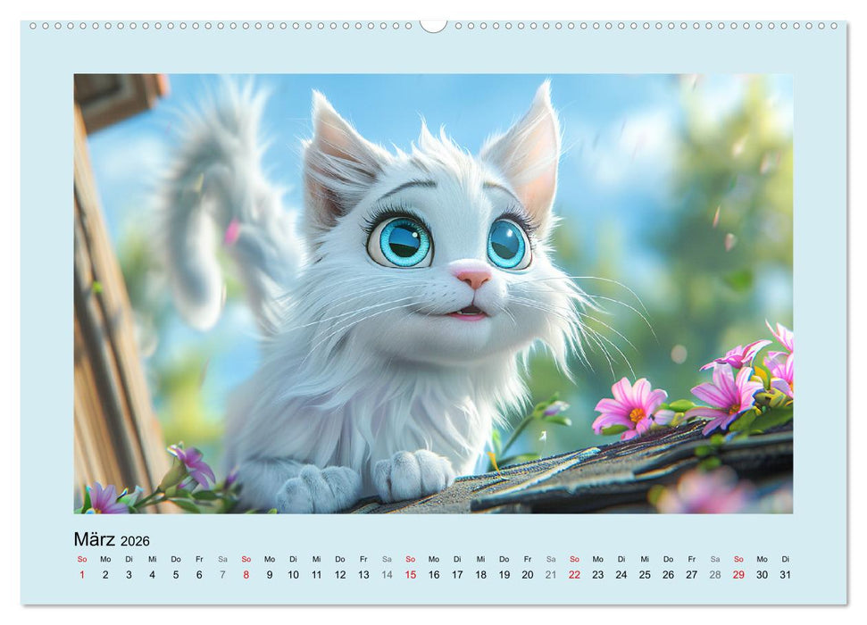 Katzen-Paradies. Entzückende Cartoon-Kätzchen zum verlieben (CALVENDO Premium Wandkalender 2026)