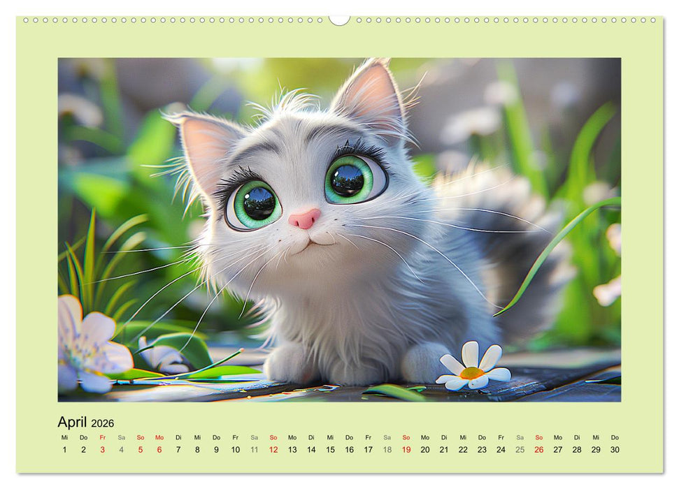 Katzen-Paradies. Entzückende Cartoon-Kätzchen zum verlieben (CALVENDO Premium Wandkalender 2026)