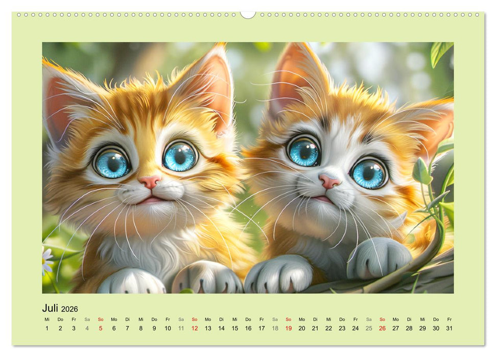 Katzen-Paradies. Entzückende Cartoon-Kätzchen zum verlieben (CALVENDO Premium Wandkalender 2026)