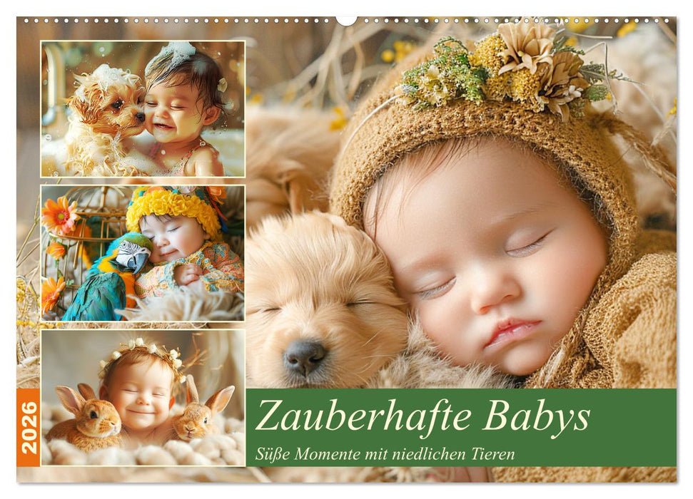 Zauberhafte Babys. Süße Momente mit niedlichen Tieren (CALVENDO Wandkalender 2026)
