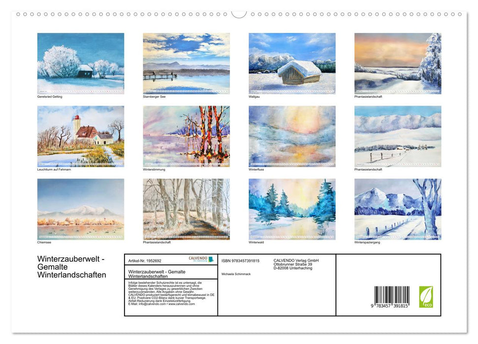 Winterzauberwelt - Gemalte Winterlandschaften (CALVENDO Premium Wandkalender 2026)
