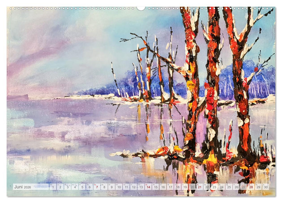 Winterzauberwelt - Gemalte Winterlandschaften (CALVENDO Premium Wandkalender 2026)