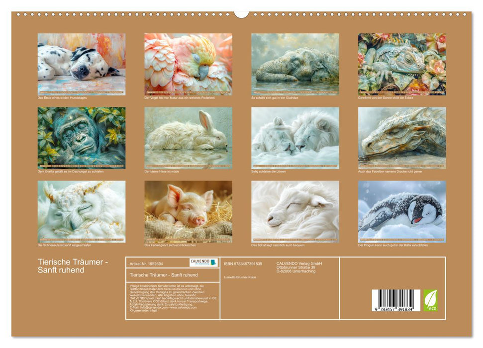 Tierische Träumer - Sanft ruhend (CALVENDO Premium Wandkalender 2026)
