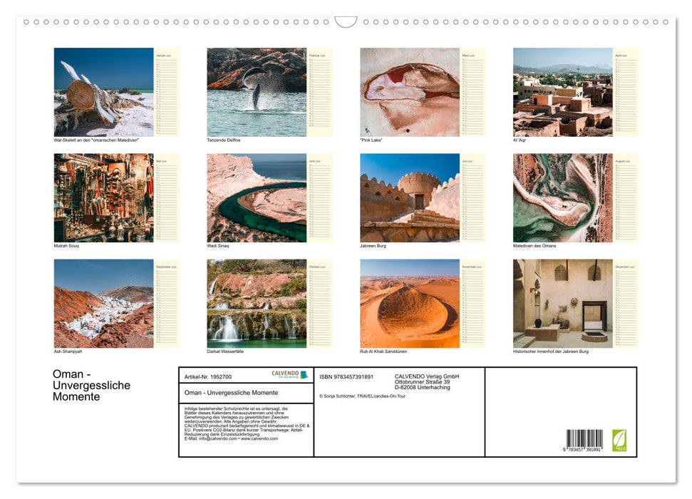 Oman - Unvergessliche Momente (CALVENDO Wandkalender 2026)
