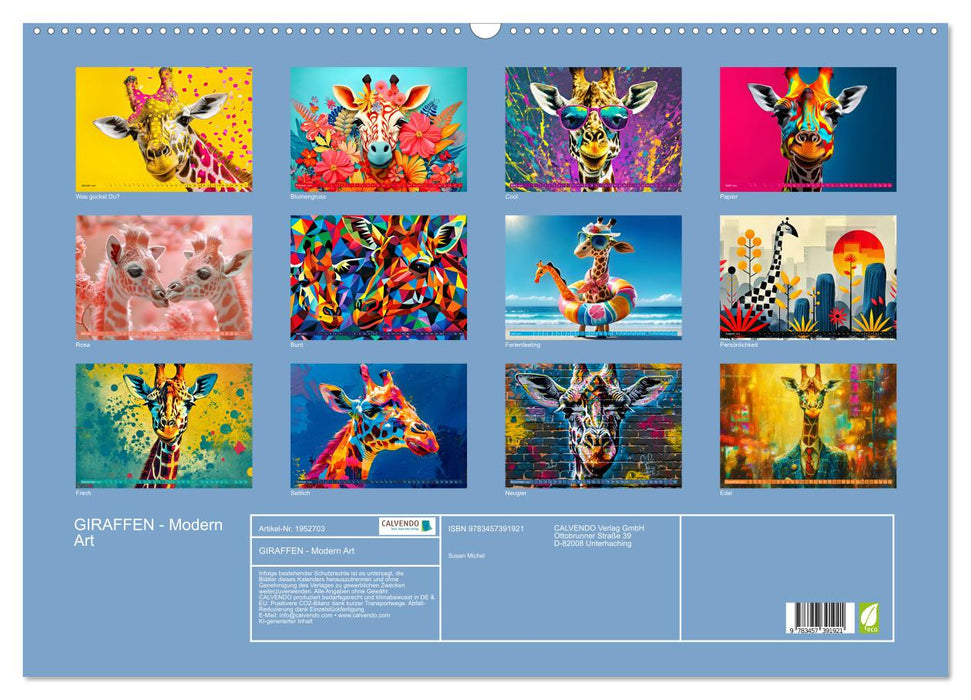 GIRAFFEN - Modern Art (CALVENDO Wandkalender 2026)