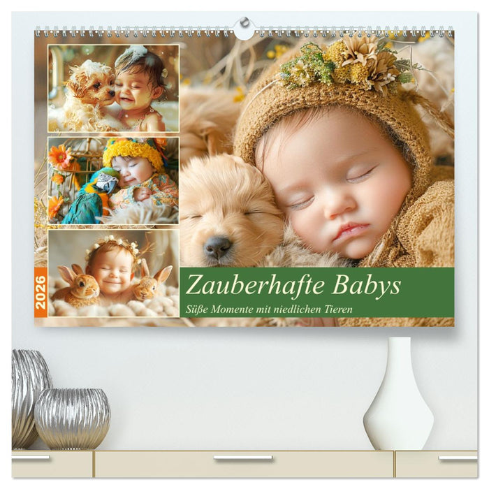 Zauberhafte Babys. Süße Momente mit niedlichen Tieren (CALVENDO Premium Wandkalender 2026)