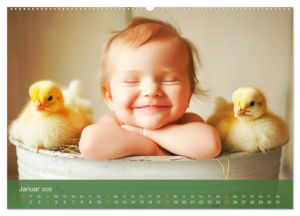 Zauberhafte Babys. Süße Momente mit niedlichen Tieren (CALVENDO Premium Wandkalender 2026)