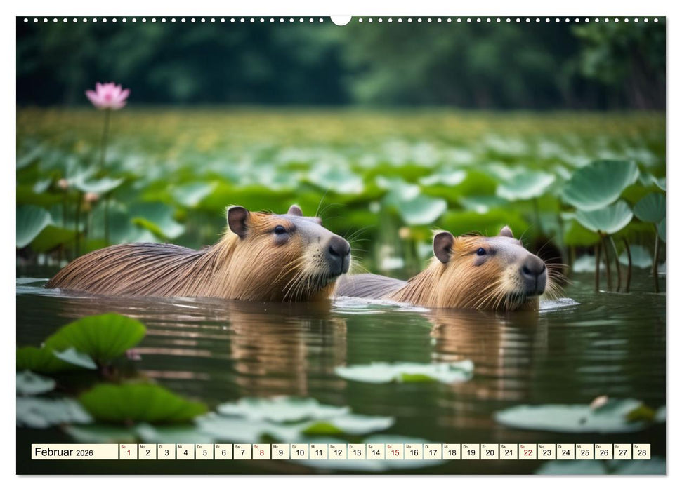 Capybaras - Wasserschweine die Herren der Gräser (CALVENDO Premium Wandkalender 2026)