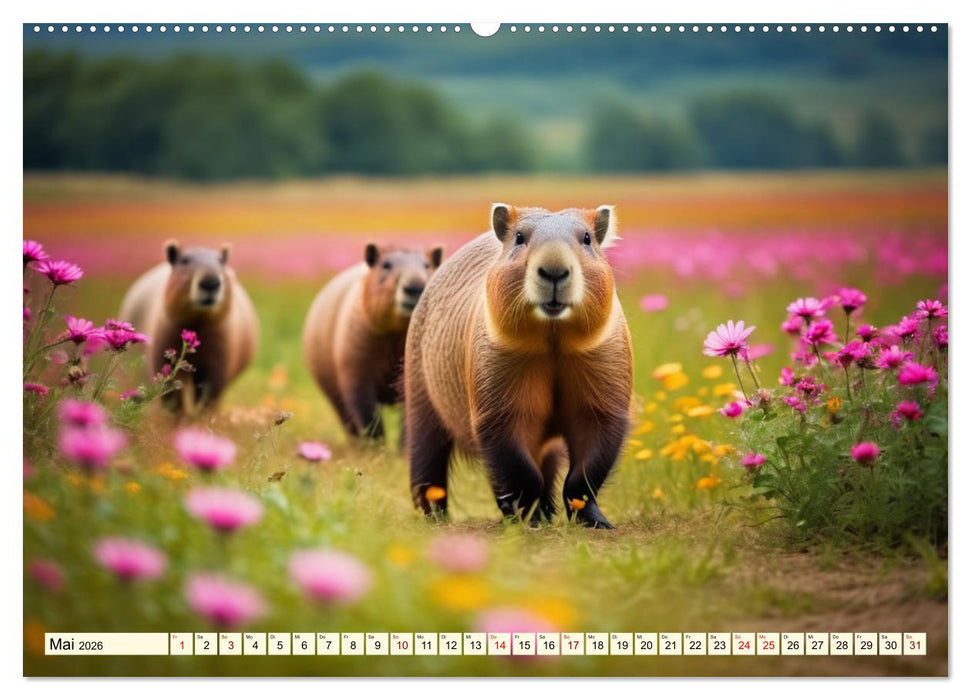 Capybaras - Wasserschweine die Herren der Gräser (CALVENDO Premium Wandkalender 2026)