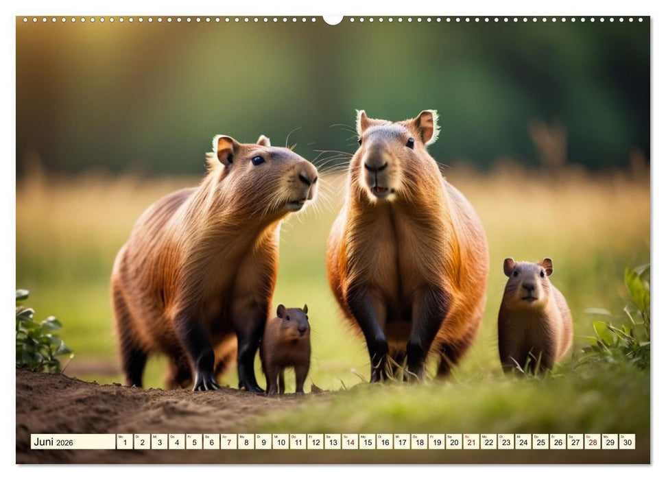 Capybaras - Wasserschweine die Herren der Gräser (CALVENDO Premium Wandkalender 2026)