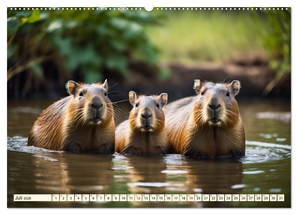 Capybaras - Wasserschweine die Herren der Gräser (CALVENDO Premium Wandkalender 2026)