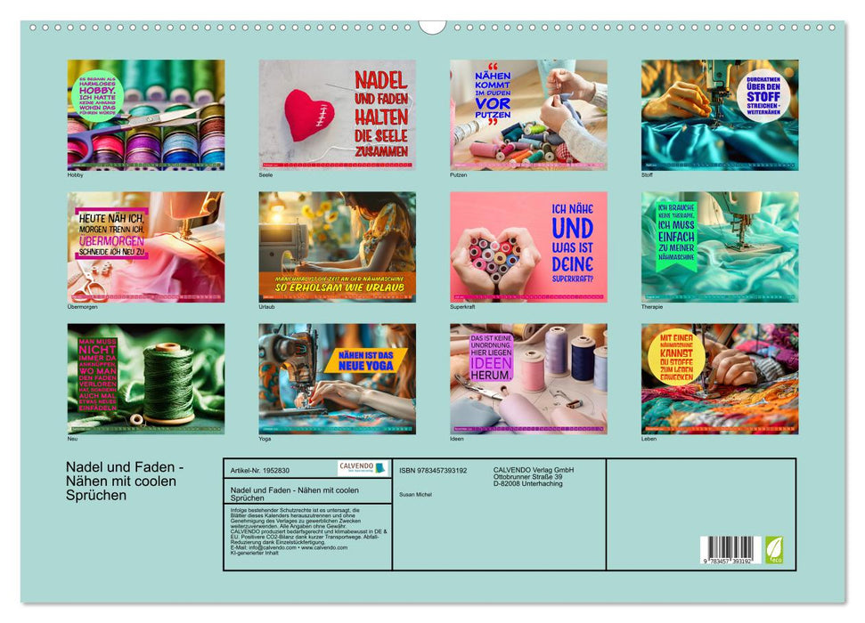 Nadel und Faden - Nähen mit coolen Sprüchen (CALVENDO Wandkalender 2026)