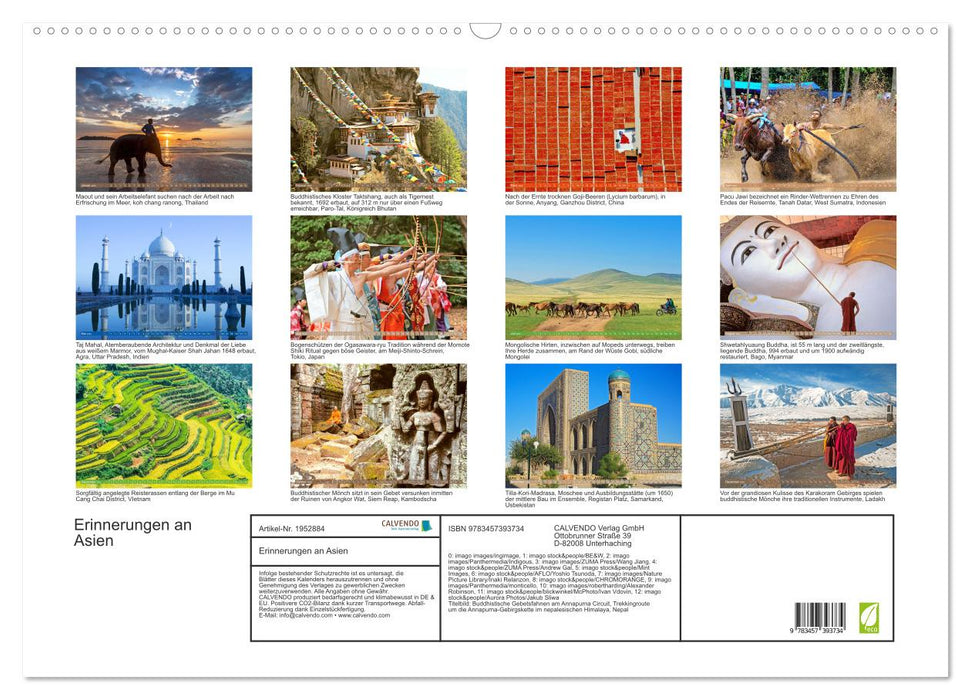 Erinnerungen an Asien (CALVENDO Wandkalender 2026)