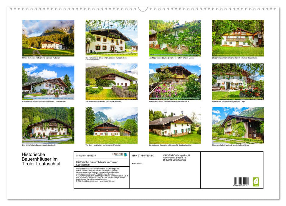 Historische Bauernhäuser im Tiroler Leutaschtal (CALVENDO Wandkalender 2026)