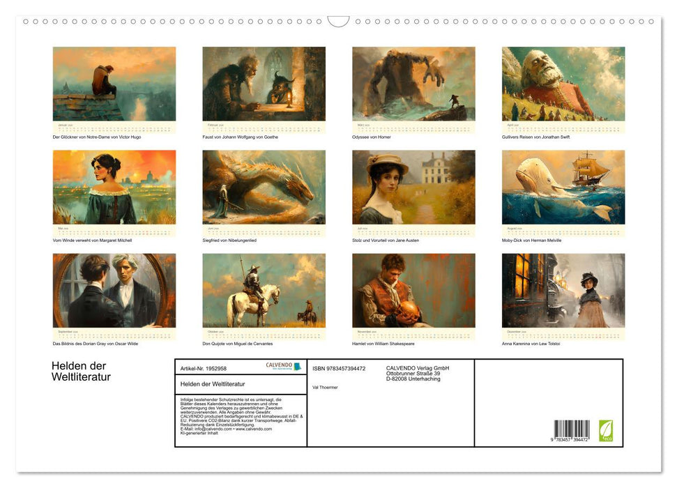 Helden der Weltliteratur (CALVENDO Wandkalender 2026)