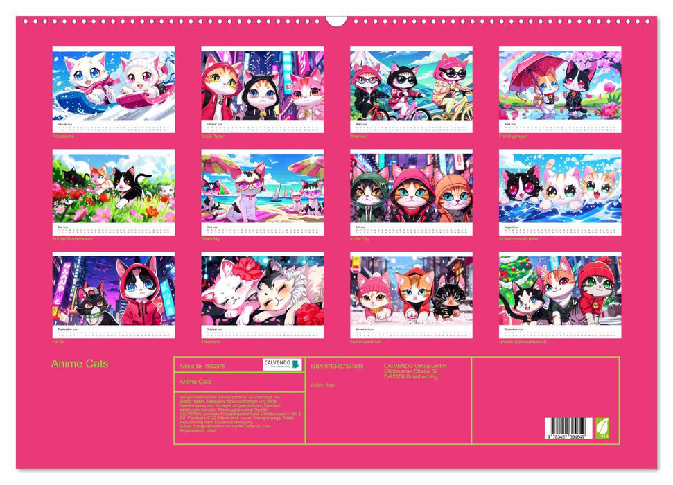 Anime Cats (CALVENDO Wandkalender 2026)