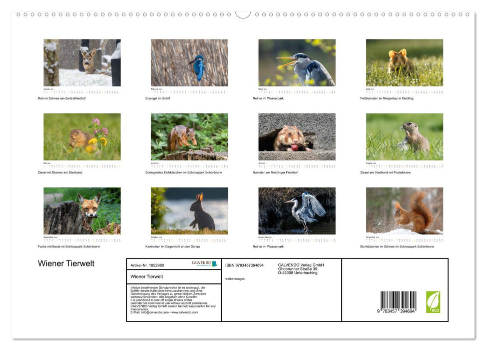 Wiener Tierwelt (CALVENDO Premium Wandkalender 2026)