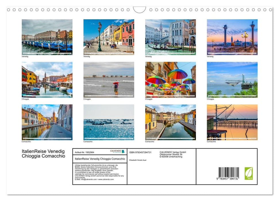 ItalienReise Venedig Chioggia Comacchio (CALVENDO Wandkalender 2026)