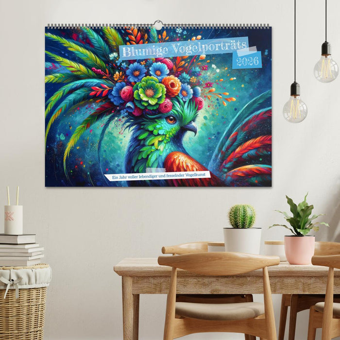 Blumige Vogelporträts (CALVENDO Wandkalender 2026)