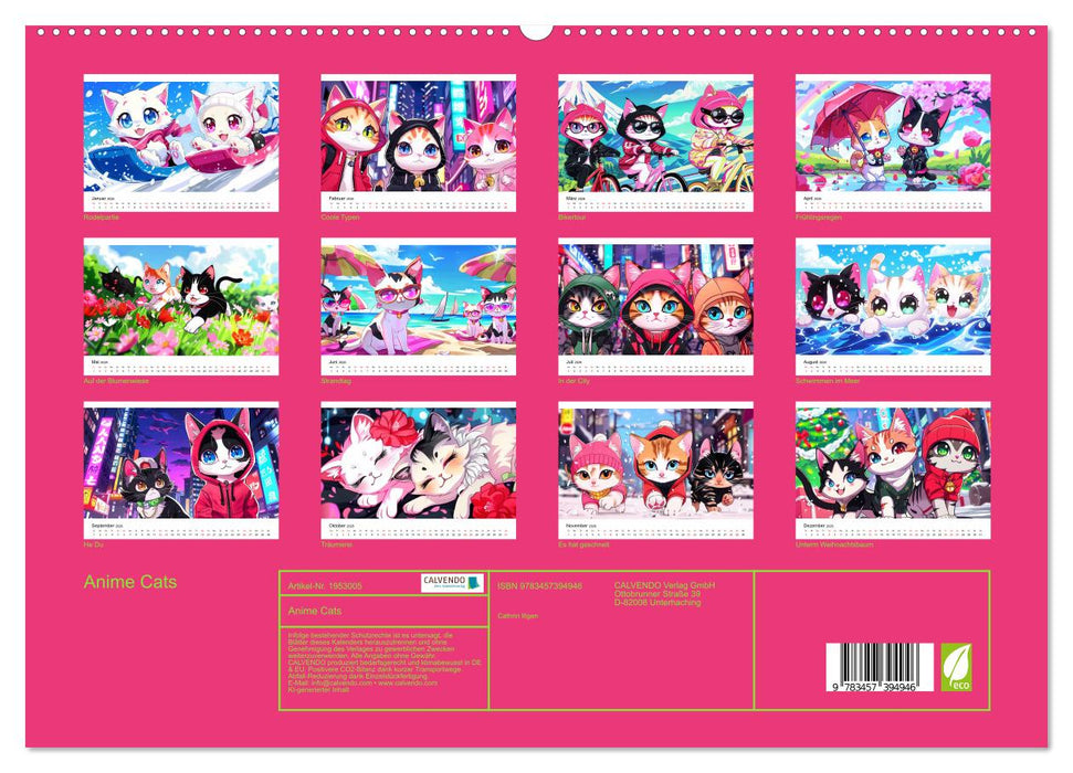 Anime Cats (CALVENDO Premium Wandkalender 2026)