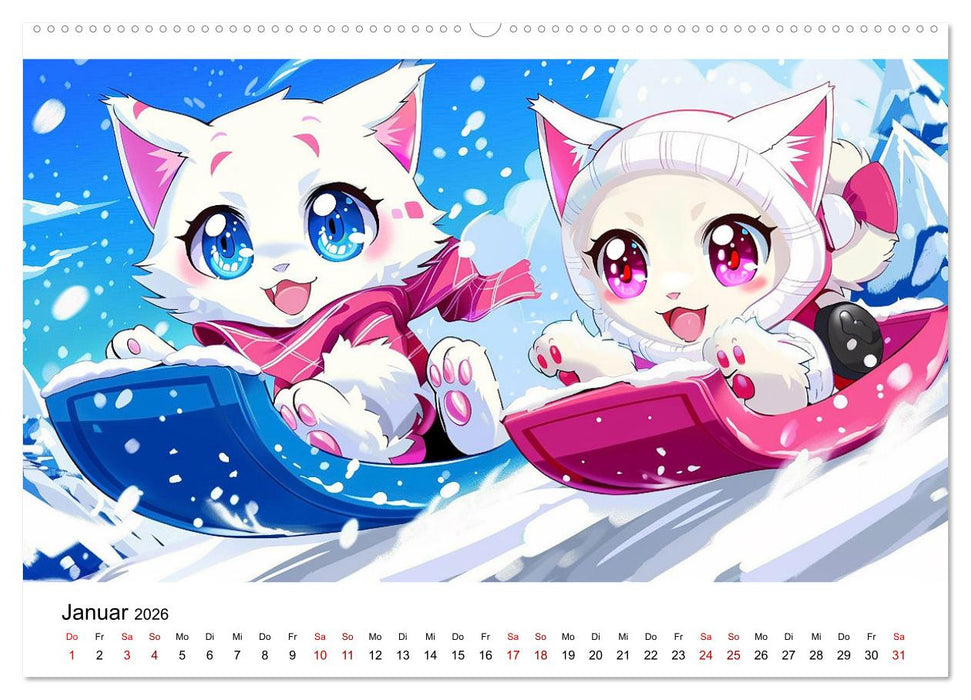 Anime Cats (CALVENDO Premium Wandkalender 2026)