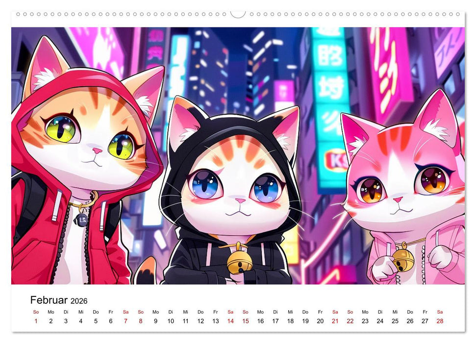 Anime Cats (CALVENDO Premium Wandkalender 2026)