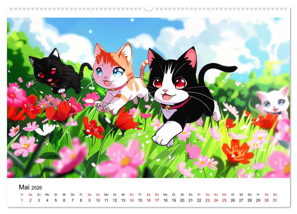 Anime Cats (CALVENDO Premium Wandkalender 2026)