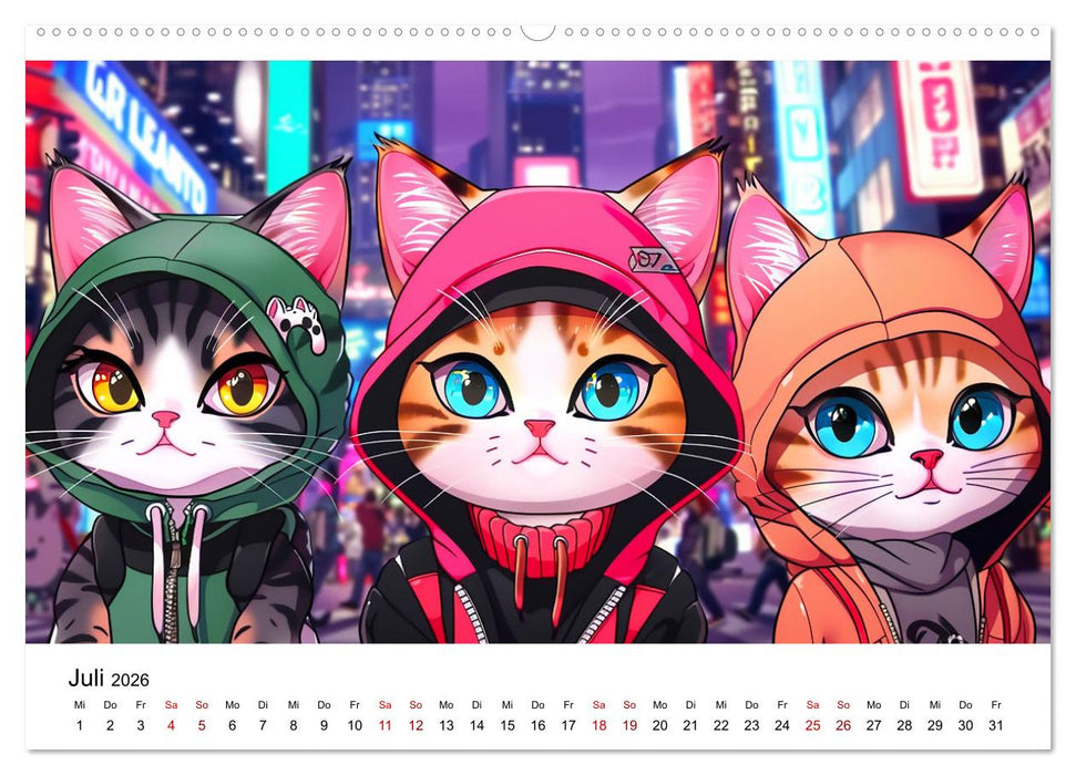 Anime Cats (CALVENDO Premium Wandkalender 2026)