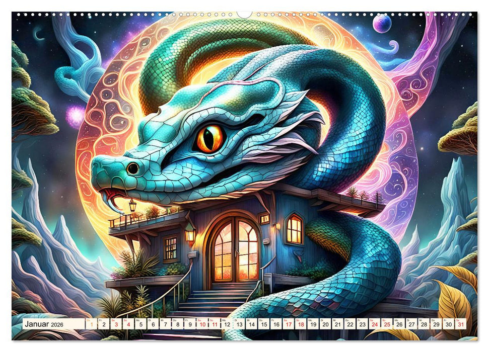 Drachenschlangen Wächter (CALVENDO Premium Wandkalender 2026)
