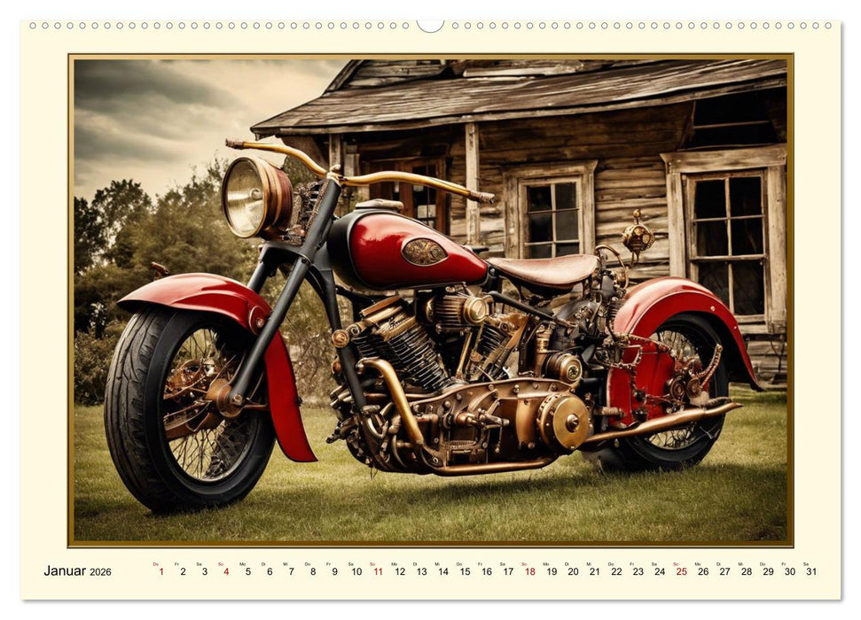 Motorräder im Steampunk-Style (CALVENDO Wandkalender 2026)