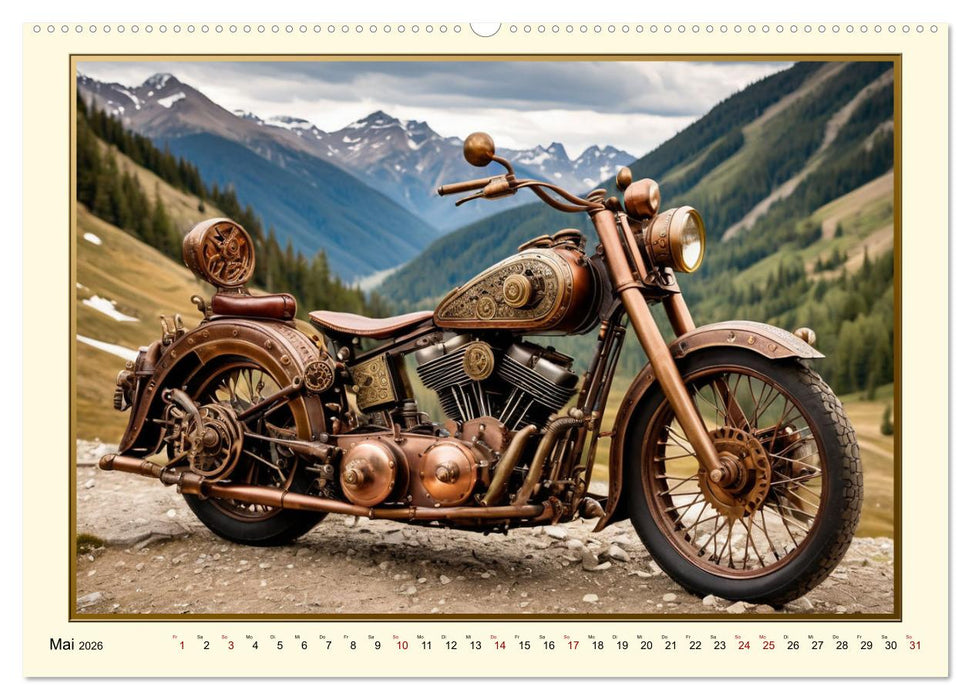 Motorräder im Steampunk-Style (CALVENDO Wandkalender 2026)