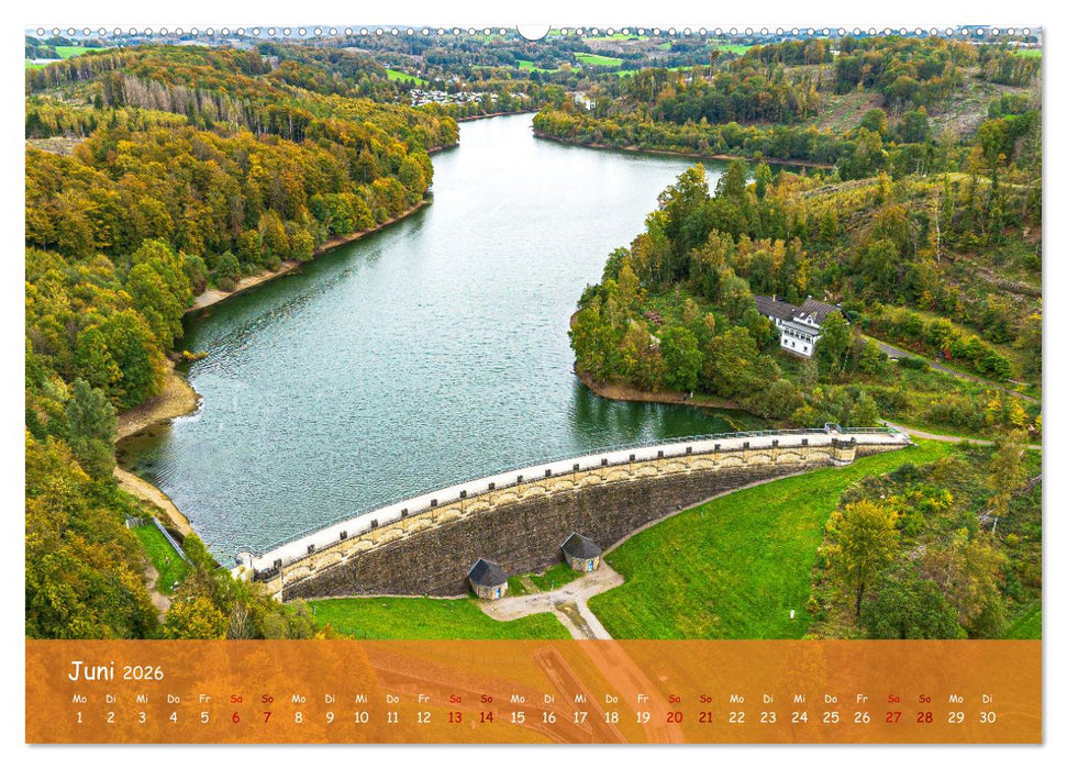 Talsperren der Wupper und ihrer Nebenflüsse aus der Vogelperspektive (CALVENDO Premium Wandkalender 2026)