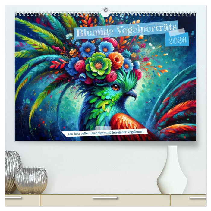 Blumige Vogelporträts (CALVENDO Premium Wandkalender 2026)