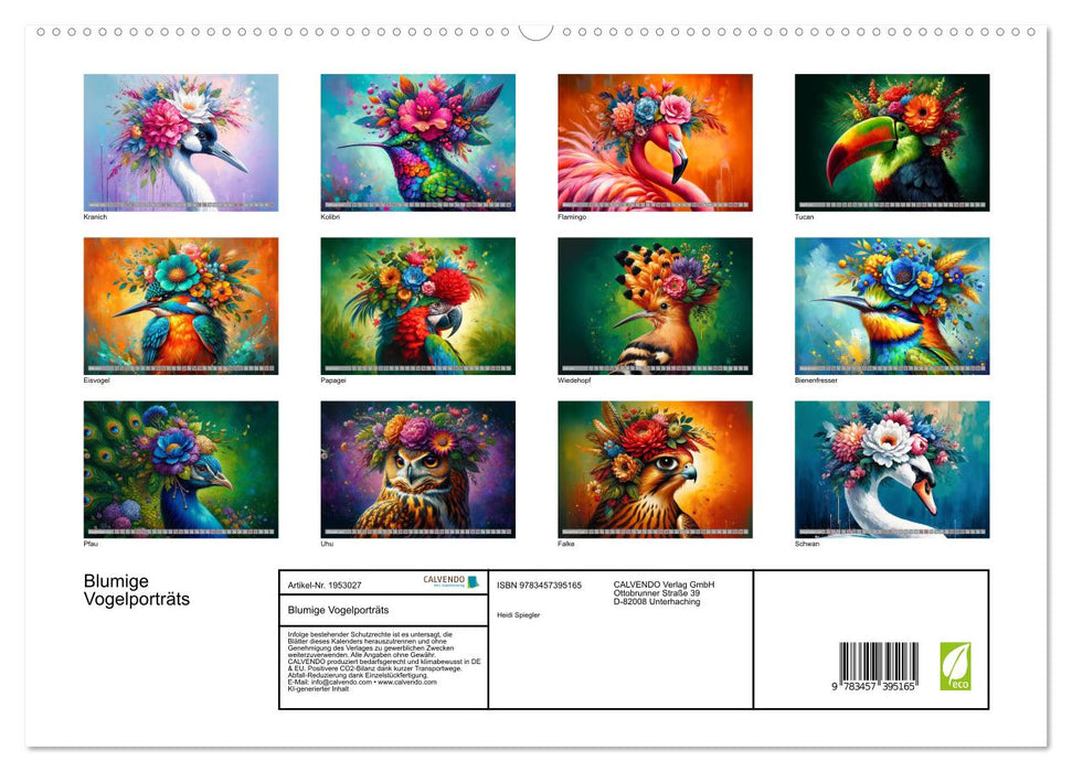 Blumige Vogelporträts (CALVENDO Premium Wandkalender 2026)