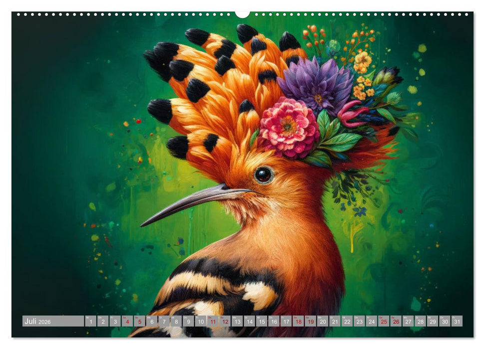 Blumige Vogelporträts (CALVENDO Premium Wandkalender 2026)